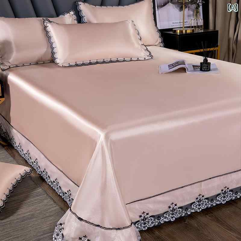 夏 アイス シルク マット 3点 セット 夏用 空調 マット シーツ ベッド カバー スタイル 洗える 洗濯 機 洗い 可能 2024 新しい スタイル