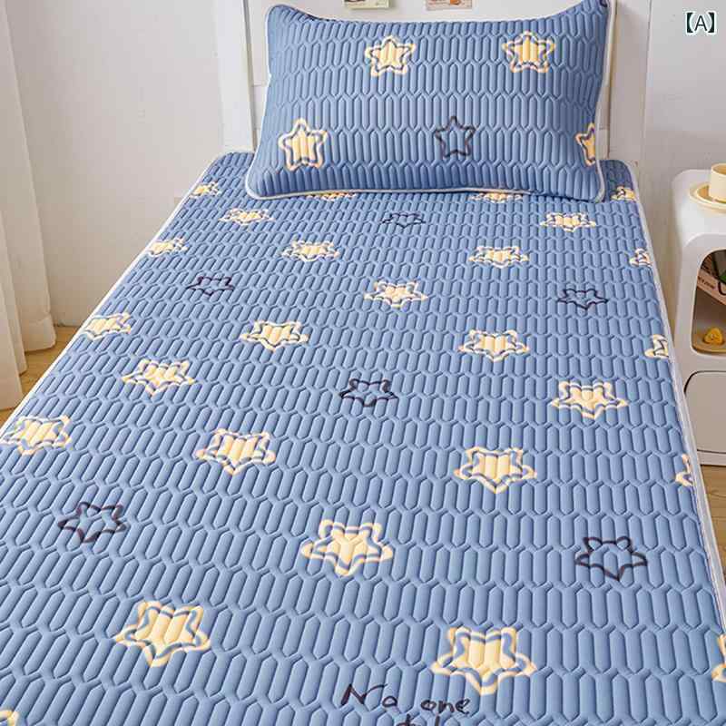 夏 アイス シルク ベッド シート シングル ピース 90× 190 夏の 学生 寮 シングル ベッド カバー マット 夏 マットレス プロテクター