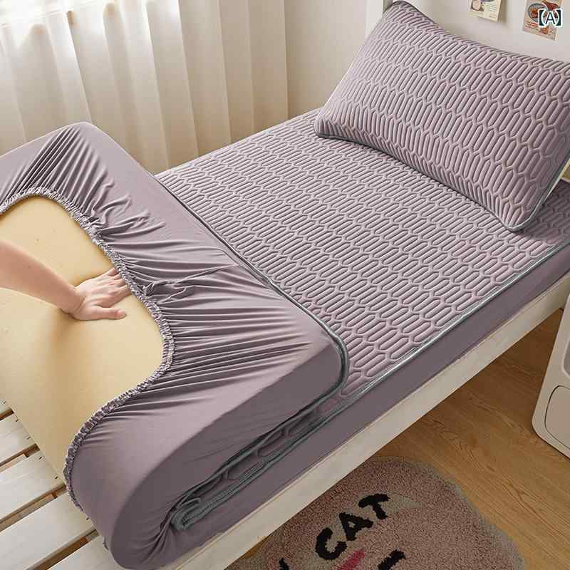 夏 アイス シルク ベッド シート シングル ピース 学生 寮 シングル 夏 特別 90× 190 マット ベッド カバー マットレス 保護 カバー