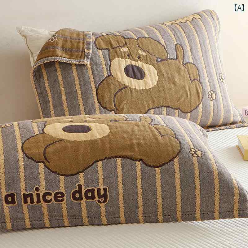 かわいい 犬の ガーゼ 枕 タオル、 純 綿 ペア、 滑り止め 家庭用 綿 枕 タオル、 パッド カバー タオル、 吸 汗性 メンズ アンチ ヘッド オイル