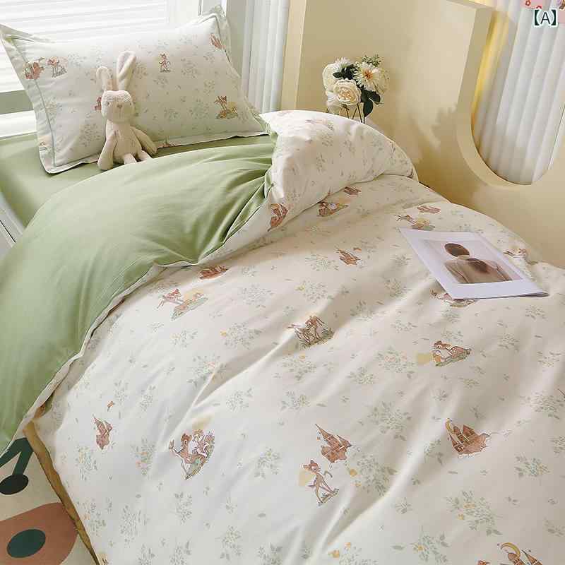小さな 新鮮な 純 綿 大学生 寮 寝具 3 点 セット 女子 寮 シングル ベッド 特殊 シーツと 掛け布団 カバー