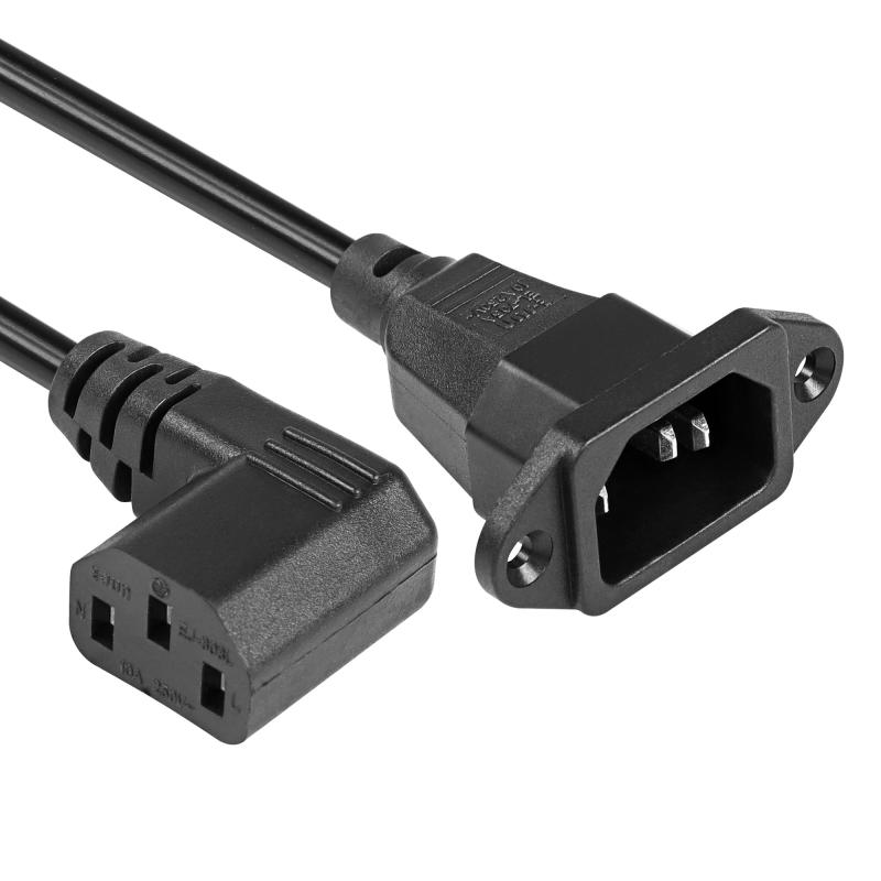 CERRXIAN 90°IEC 320 C14-C13電源コード 90度C14オス~C13メスPDU電源延長コード モニター、コンピューター、プリンターに対応 0.3M