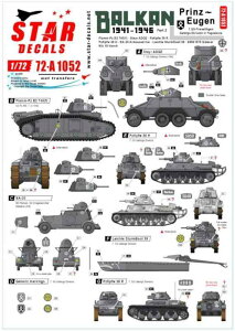 スターデカール 1/72 WW2 バルカン半島WW2#2 第7SS義勇山岳師団「プリンツオイゲン」所属のAFV ユーゴスラビアプラモデル用デカール SD72-A1052
