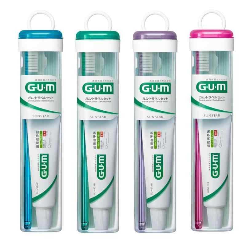 GUM(ガム) トラベルセット 携帯用 オフィス用 ミニハミガキ・歯ブラシセット [ガム・デンタルペースト22g+ガム・歯ブラシ#211 ふつう] 単品 色は選べませんのサムネイル
