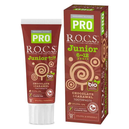 R.O.C.S. ロックスPRO ジュニア(6~12才) チョコ&キャラメル味【ミネラル配合】虫歯予防 こども歯みがき 74g R.O.C.S. ロックスPRO ジュニア(6~12才) チョコ&キャラメル味【ミネラル配合】虫歯予防 こども歯みがき 74g