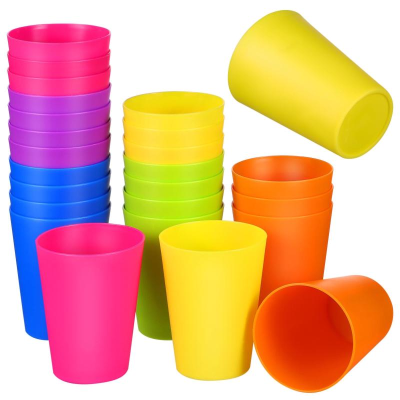 FRCOLOR プラスチックコップ コップ カップ 割れにくい 子供用 飲みカップ 割れない プラスチック コップ パーティー お集まり 運動会 飲料カップ 幼稚園 キャンプ アウトドア用 24個セット（