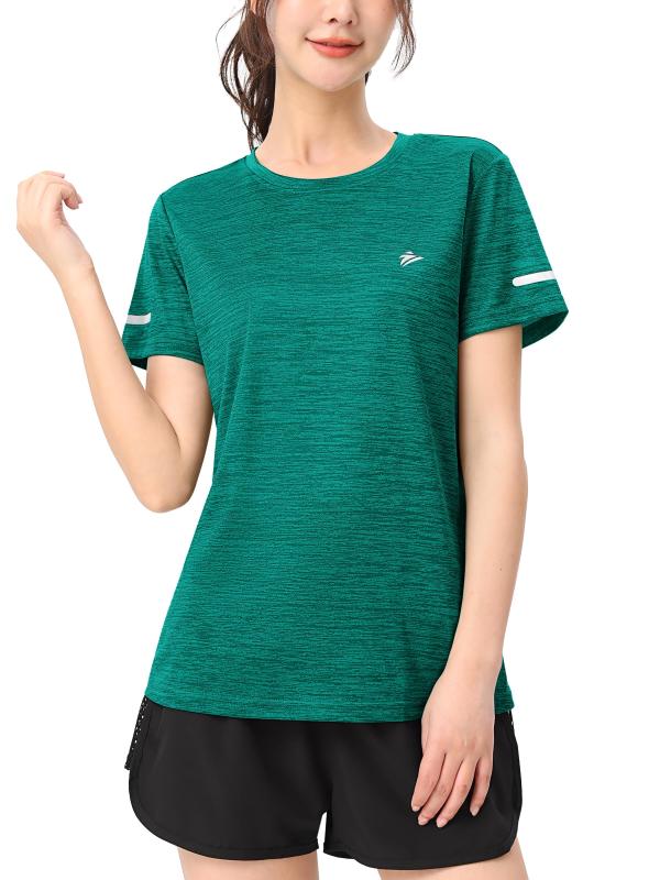 [TACVASEN] Tシャツ レディース 半袖 吸汗 速乾 スポーツ 無地 トレナー ラーニング トレニング トップス テニス ジム ウェア 透け防止 運動着 おしゃれ 夏