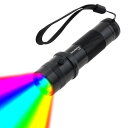 SecurityIng マルチカラー懐中電灯 ズーム機能付き 300ルーメン 小型 防水 4つの照明モード 単四電池対応(電池別売り)(ブラック)