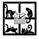 matakoko315 掛け時計 猫 黒猫 時計 壁掛け 高級 ブラック おしゃれ 静音 かけ時計 正方形 四角型 黒 黒色 ネコデザイン インテリア アンティーク かけ時計 連続秒針 スイープ式 レトロ 北欧 ホ