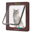 Ycozy ペットドア 猫 超薄型 お勧め最大戸の厚さ2.0cm 猫 出入り口 小型犬用 ドア 猫扉 4-way切替 ロック キャットドア 室内用 冷暖房対策