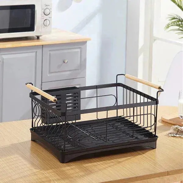 メガ割 水切りラック 幅40cm ステンレス製 水切りカゴ 食器水切り ディッシュラック カトラリーポケット