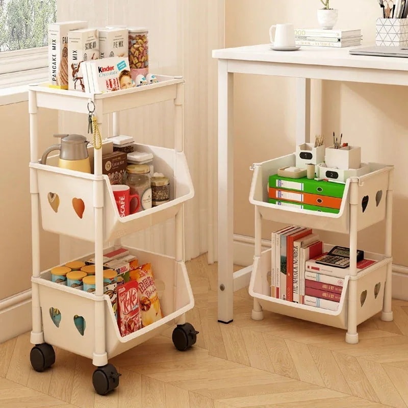 メガ割カートおやつ棚ベビー用品収納棚着地可動赤ちゃんおもちゃ収納棚クリーム風