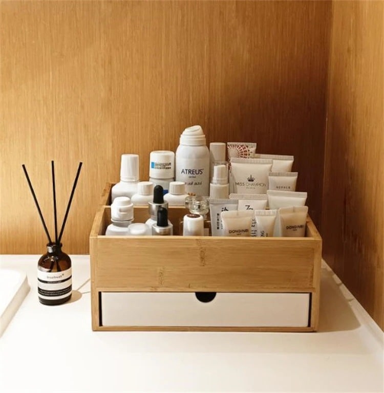 スタイル 収納ボックス 竹 化粧品 引き出し 卓上 仕切り付き ジュエリー アロマテラピー ヘッドストリ..