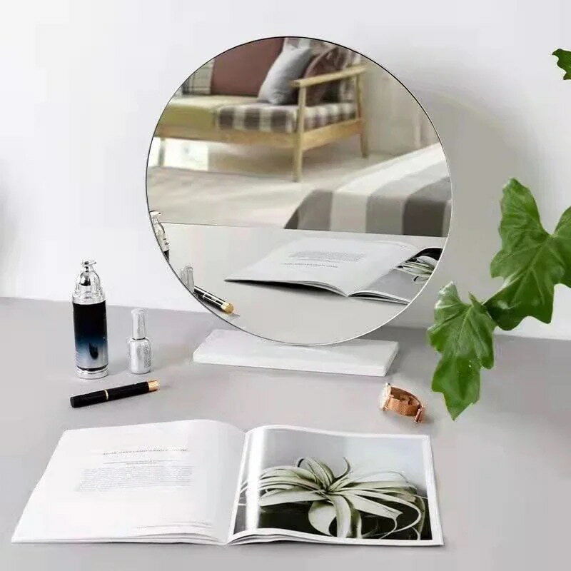 韓国 鏡 卓上ミラー 化粧鏡 室内装飾鏡 ミラー 天然大理石ベース 美しくハイエンド