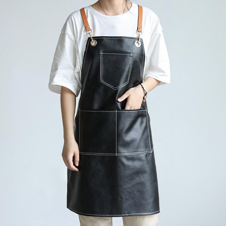 PUレザー 業務用 エプロン 撥水 レザーエプロン 料理 レザー風エプロン 美容師 美容室 レディース 男女兼用 おしゃれ かっこいい 防水 レザーエプロン レストラン レザー調エプロン 美容院 エス