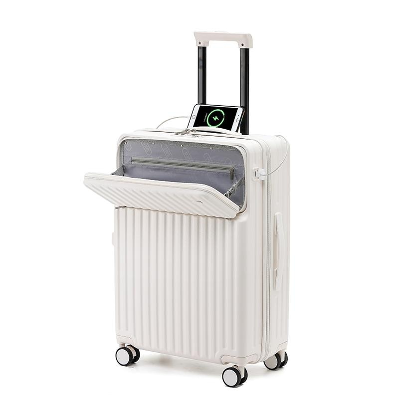 2024 スーツケース 女性の多機能カップホルダー付きスーツケース キャリーケー ス 前開 超軽量 USBポー..