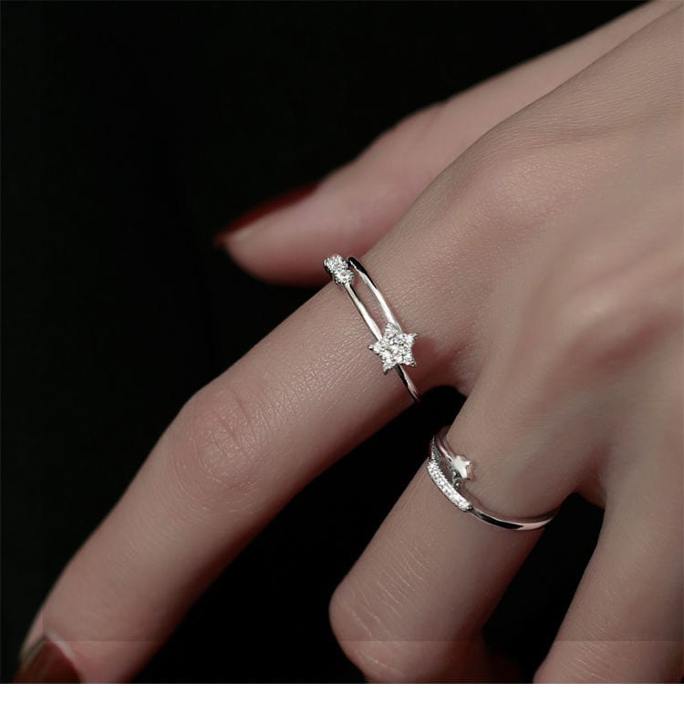 流行り デザイン/設計 開き口 手元を美しく クロス指輪 日韓 キュート おしゃれ エレガント