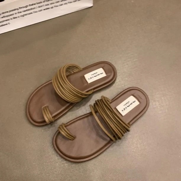 婦人靴感マルチロープ快適フラットサンダル小指セット設計ビーチシューズ