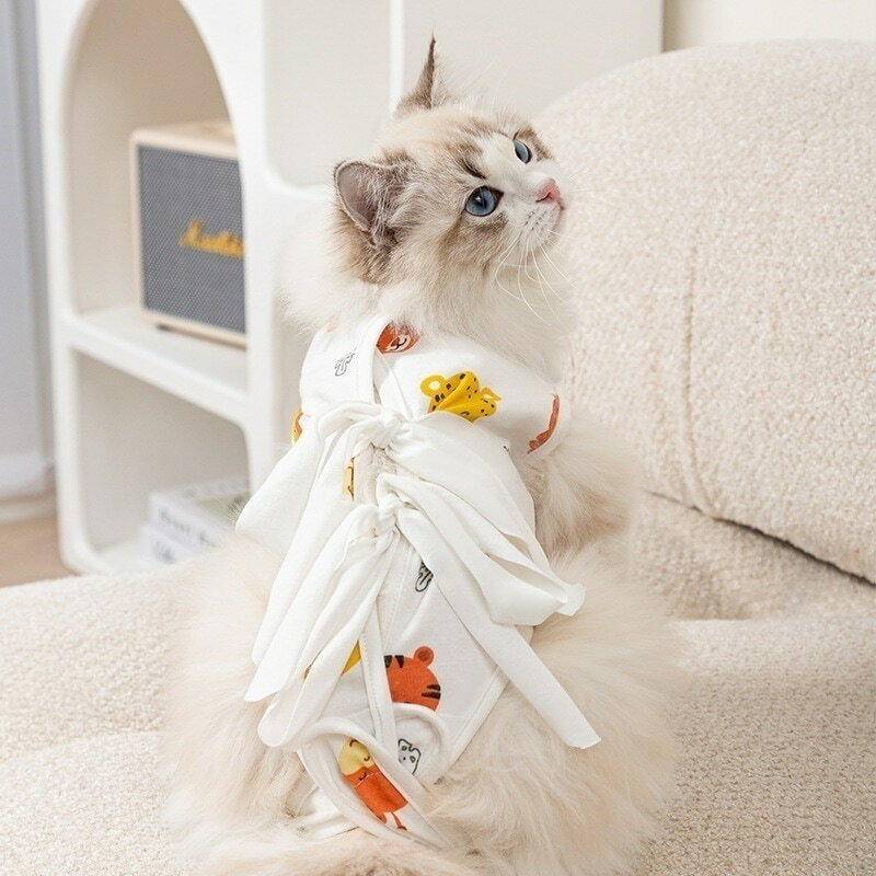 ペット服 四季猫の不妊服通気性バンド調節手術着