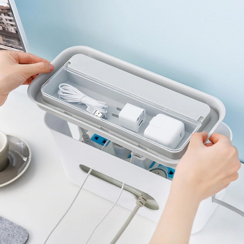 ケーブルボックス コードケース テーブルタップ収納 北欧 ホワイト トラッキング防止 コンセント収納 配線 隠し おしゃれ 安全 電源タップ