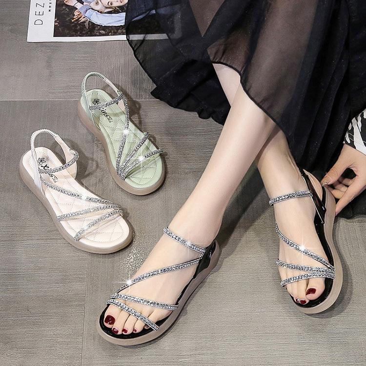 サンダル レディース 履きやすい サンダル ストラップサンダル 厚底靴 ウェッジソール ローマブール キ..