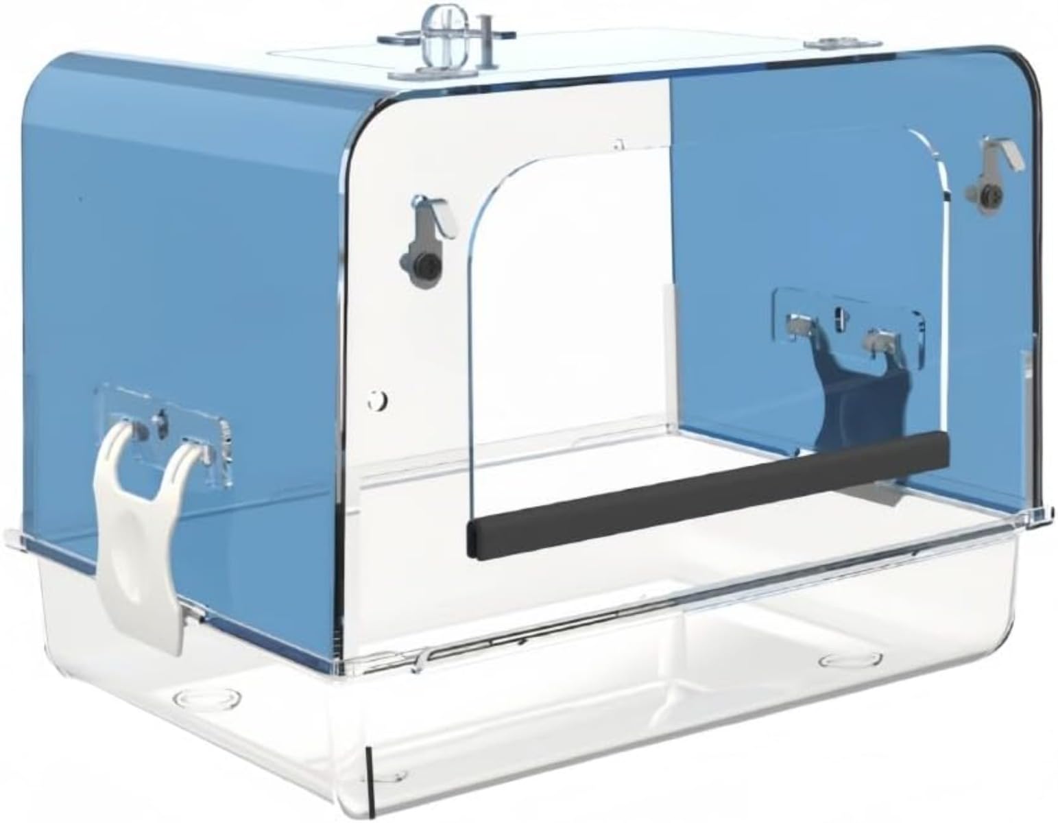 鳥用水浴び容器 バードバス ケージ 固定 鳥用品 浴槽 丈夫 水漏れを防ぐ 文鳥 インコ 水浴び 透明 プラスチック 引き出し付き 多機能 鳥 お風呂 ハウス トイレ 水入れ 餌入れ ペット用品 熱中症 暑さ対策 簡単な取り付け 透明 (30×21.5×22.5cm,とうめいしょく)