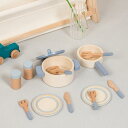 ロールプレイ食器おもちゃ、木製調理器具、ミニ食器、調理セット、キッチンセット、室内教育、親子ゲーム、新年、誕生日、クリスマスプレゼント (青い調理器具セット)