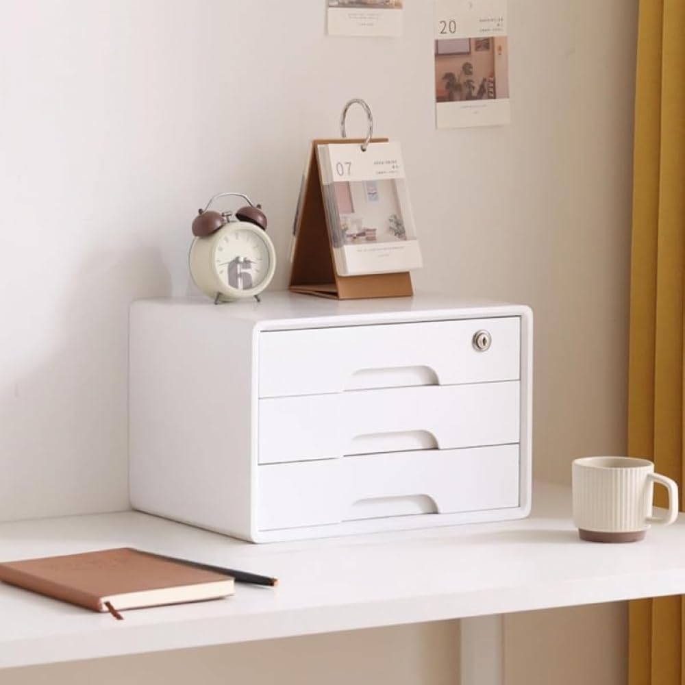 卓上ボックス 引き出し式ファイリングキャビネット 木製デスク 便箋箱 ボックス 卓上 引き出し付き 鍵..