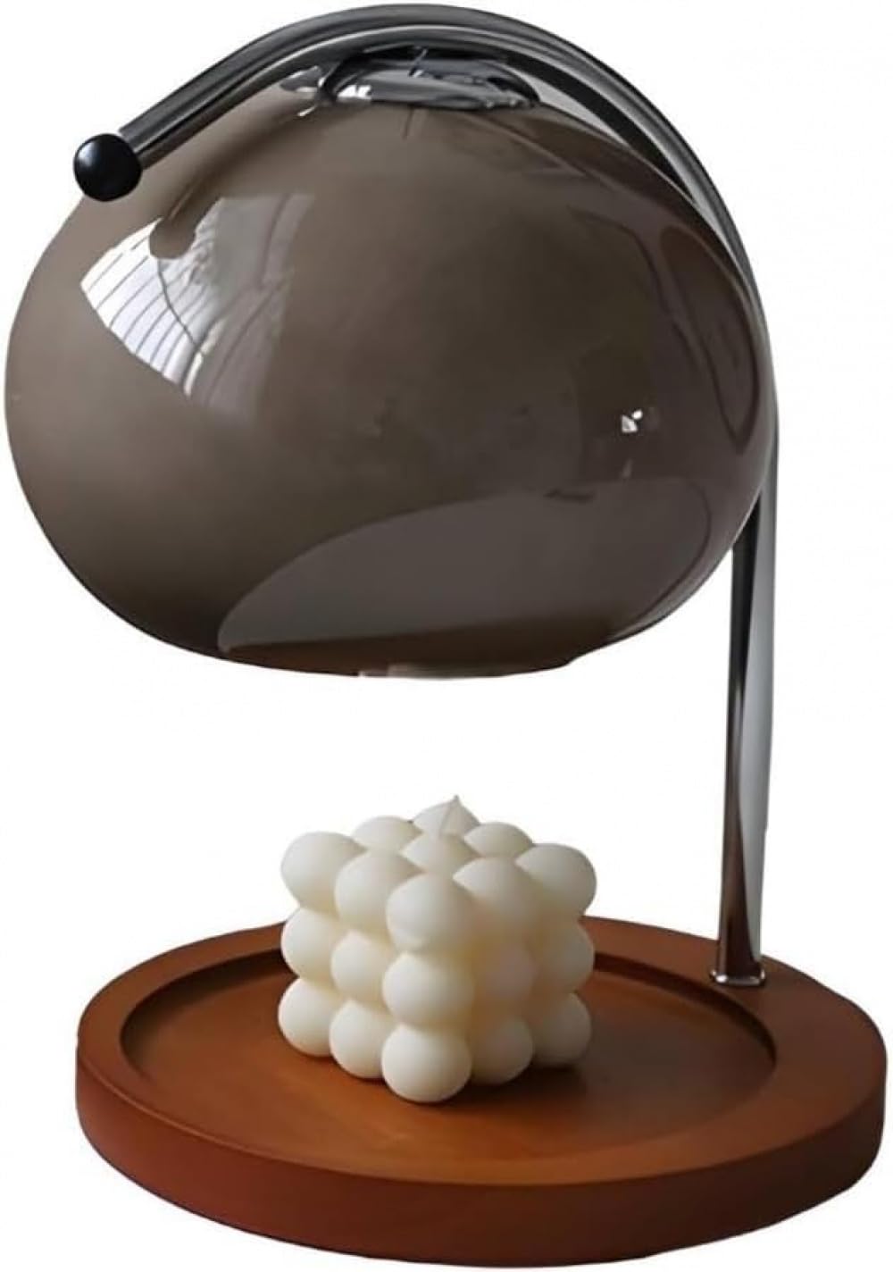 調光式レトロワックスランプ - 無垢材・錬鉄・ガラスの高級素材を使用した 20cm×28cm サイズ、明るさ調..