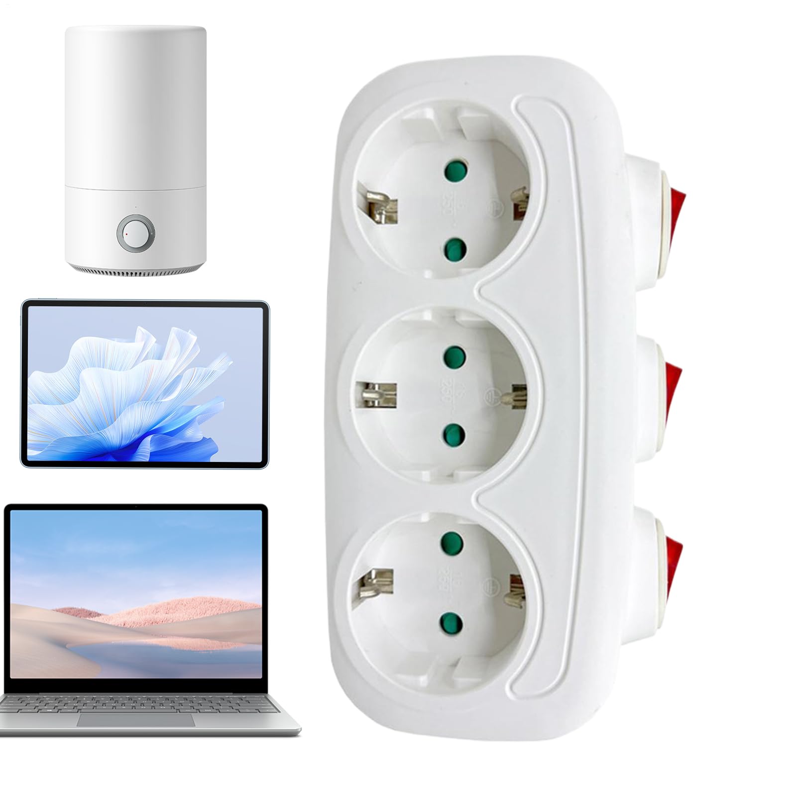 ヨーロッパプラグアダプター | ヨーロッパプラグアダプター,3ポート 延長ソケット 変換器 対応 旅行 家..