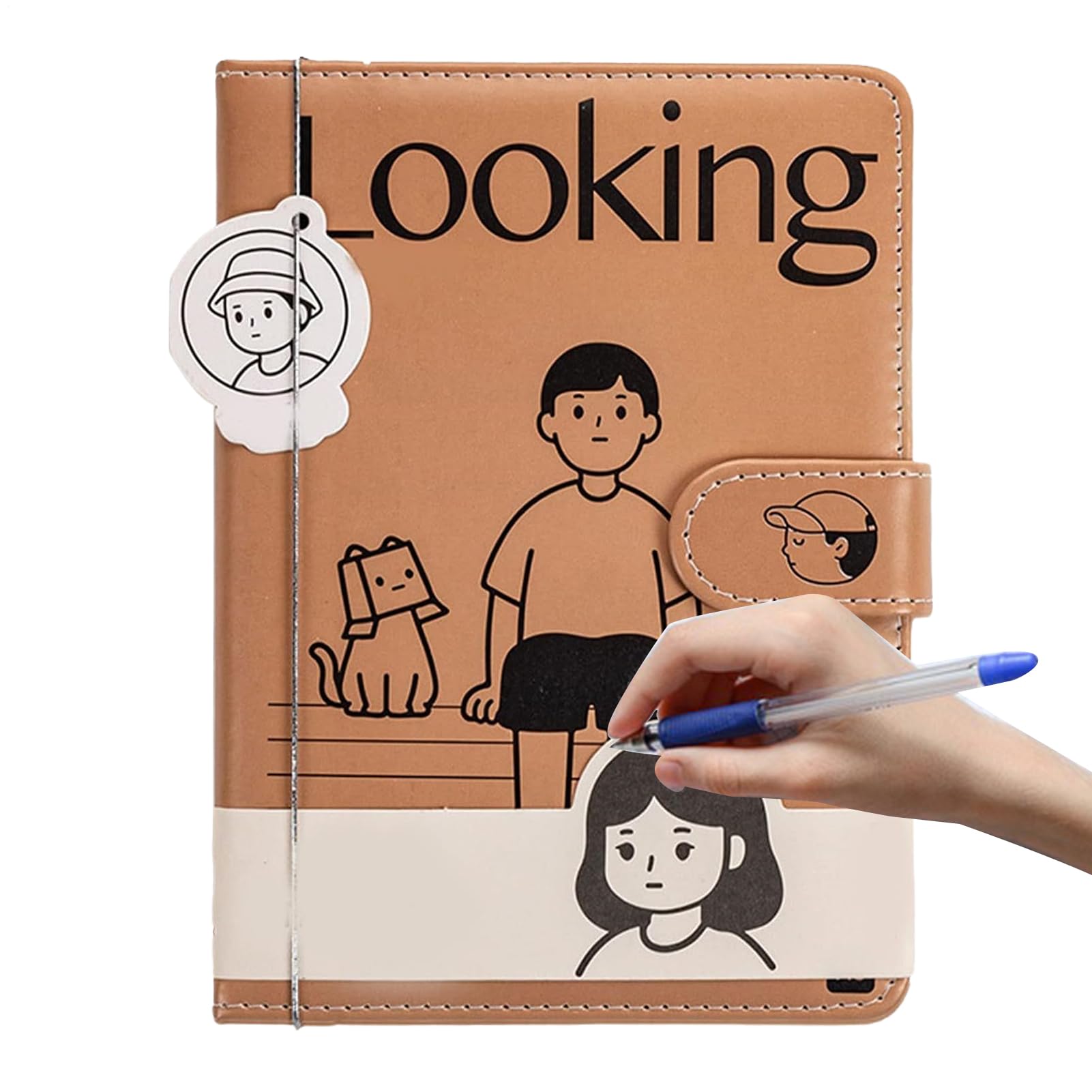 美しいノート - 漫画風日記帳 96枚 | 文房具 マグネット留め 手帳 仕事 会議 メモ 日常 持ち運び スケ..