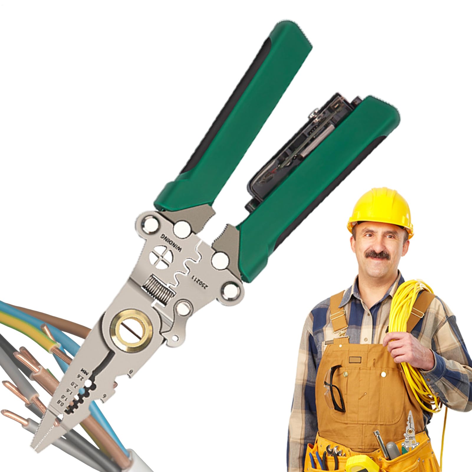 8 In 1 電圧テスター付きワイヤーストリッパー - 折りたたみ式多機能ワイヤーストリッパークリンパー -..