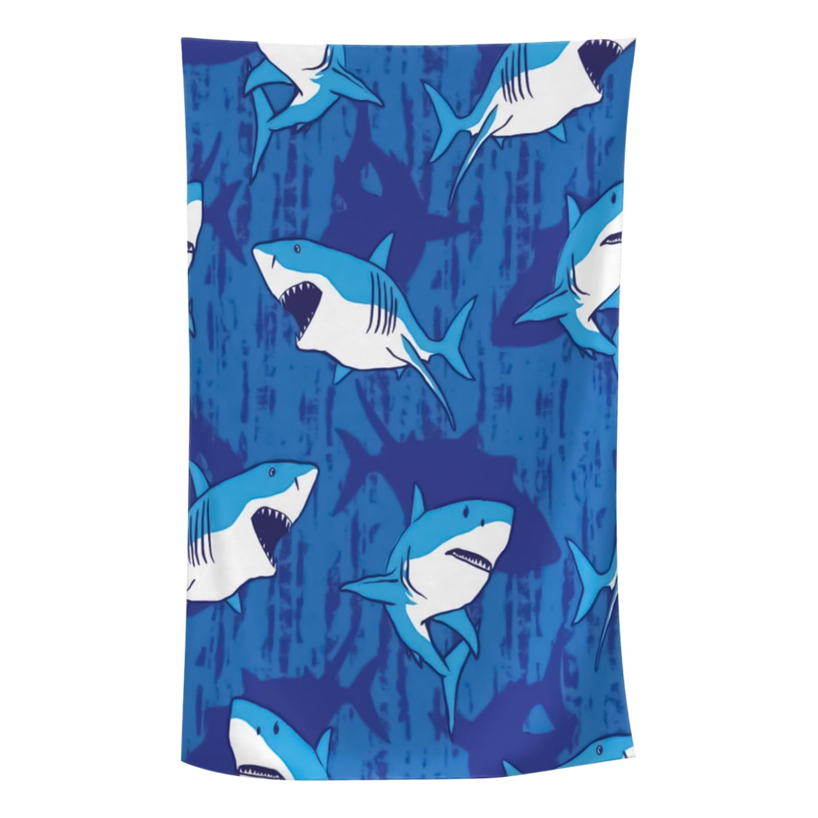 マイクロファイバー ビーチタオル - シャーク 速乾 ビーチタオル - 軽量 防砂 汗拭き用 ジム プール キ..