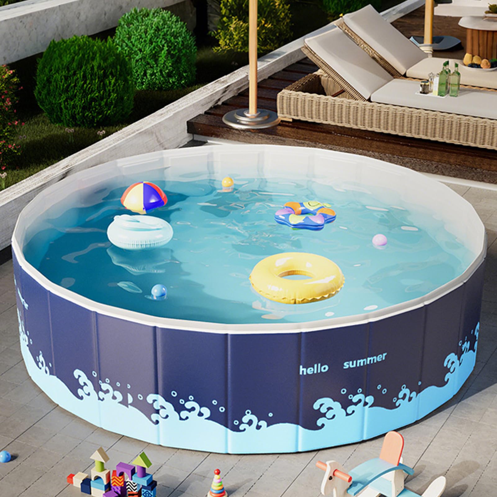 子供用ビニールプール | キッズプール | 大容量 折りたたみ式 バスタブ 池 プレイハウス ガーデン パティオ 裏庭用 バケーション スイミング