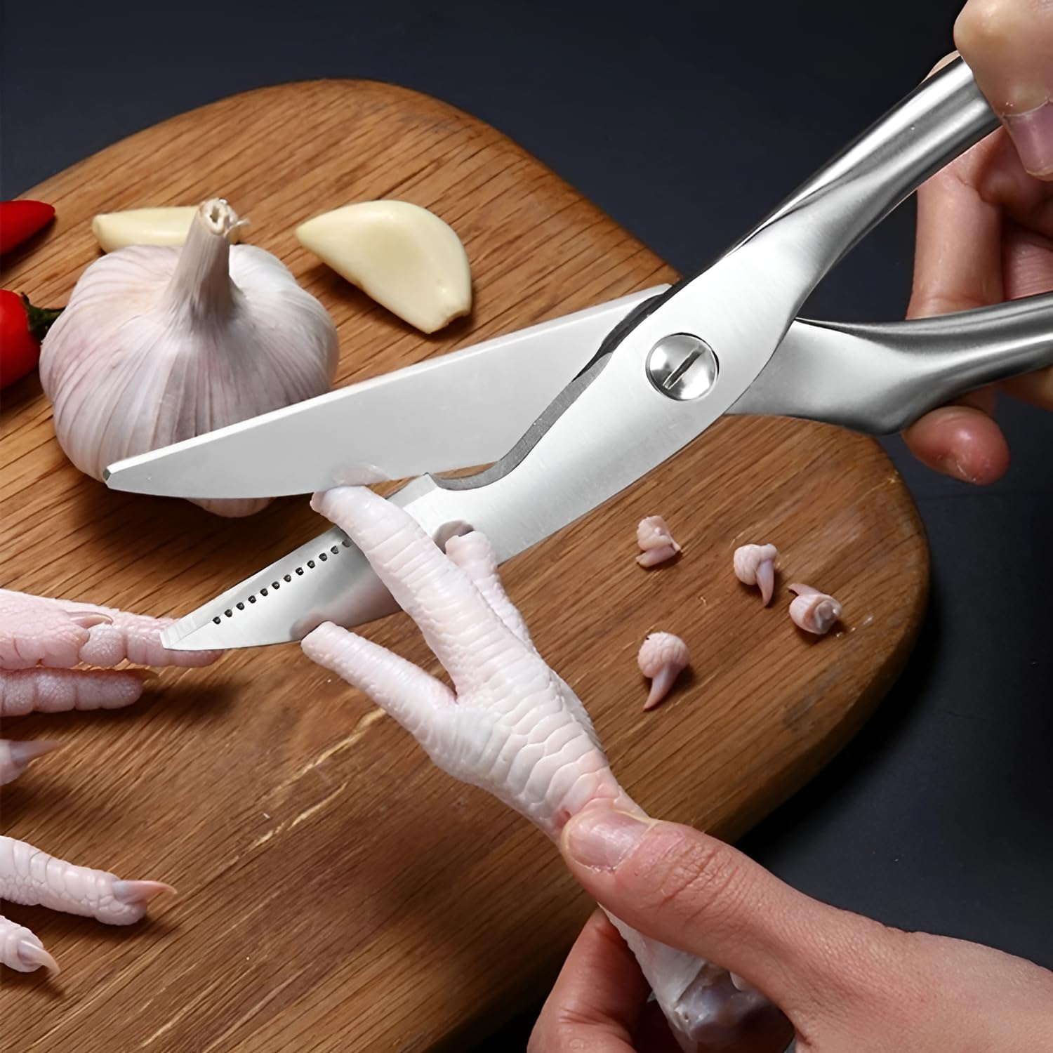 []ハサミ ナイフ ステンレス中空ハンドル チキング 剪螺尾 肉切り セロリのみじん切り ダッククロー 多..