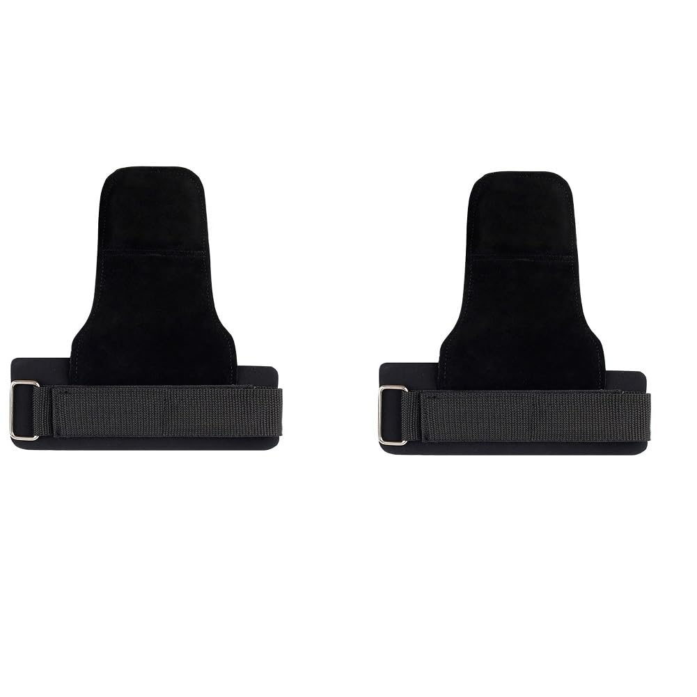 パワーグリップ 革 デッドリフト 滑り止め グローブ 厚め クッション 握力補助 調節可能 レザー ハンドガード 筋トレ 男女兼用 左右セット フィットネス スポーツ ダンベル ベンチプレス バーベル サポーター 2個入り [並行輸入品]