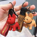 キーホルダー バッグチャーム タッセル キーチェーン キーリング クマ 犬チャーム 可愛い飾り プレゼント (Red)