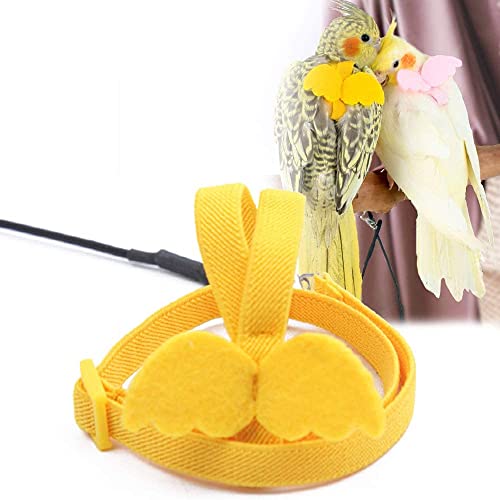 楽天レボショップ鳥用ハーネス インコ専用 リード ハーネスト 調節可能ロープ カゲ小動物用アウトドア お散歩 迷子防止 運動不足 ウォーキング インコトレーニング縄 小動物用 お出かけ 散歩 ウォーキング トレーニング 天使の羽 首回り27cm胸回り9cm （イエロー）