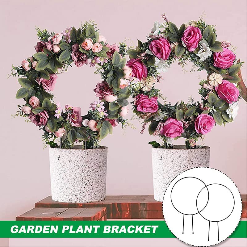 植物支柱 円形 観葉支柱 園芸支柱 つる植物 支柱 植物サポート 2個セット DIY 飾り用 植物成長方向誘引 花支え バラ 薔薇 植木鉢用 支柱 園芸用ツール 頑丈 防錆 23*34cmのサムネイル