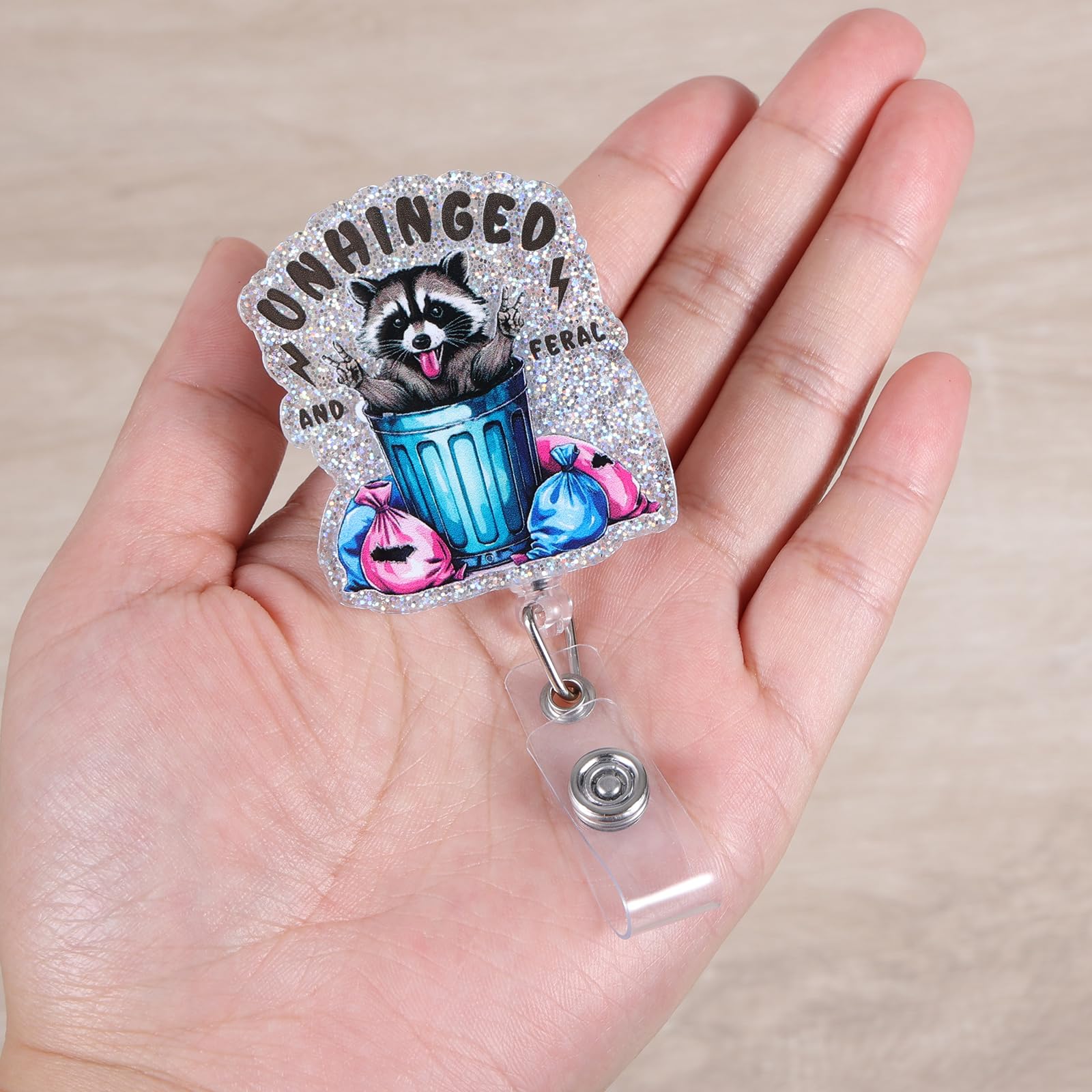 面白いアライグマナースバッジリール、ヒンジなしおよびeral バッジバディ、かわいいワークバッジホル..
