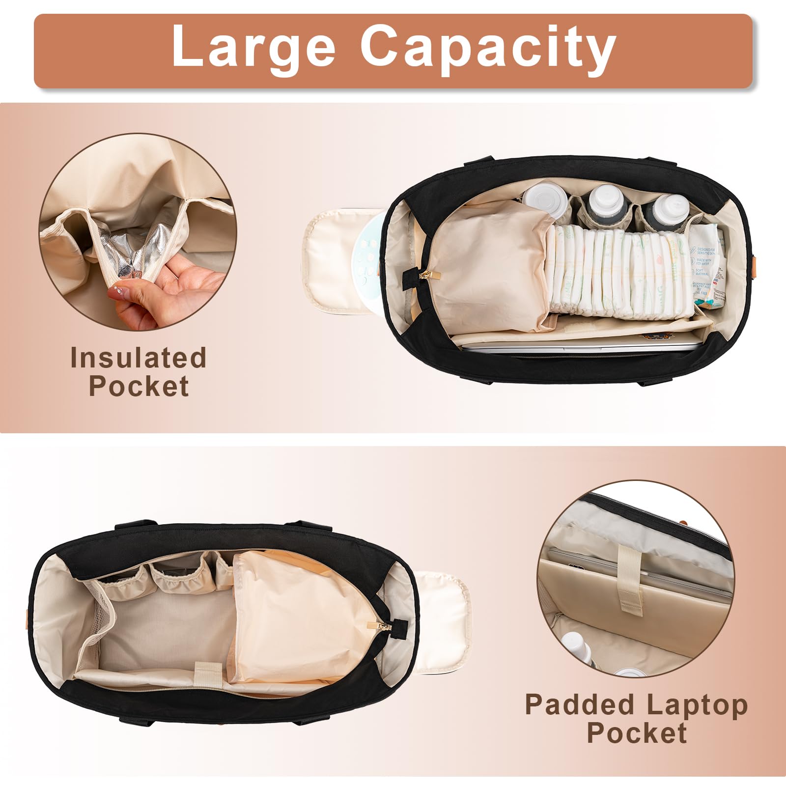 搾乳器バッグ おむつトートバッグ 働くママ用 大容量 ベビートラベルバッグ ショルダーストラップ&amp;..