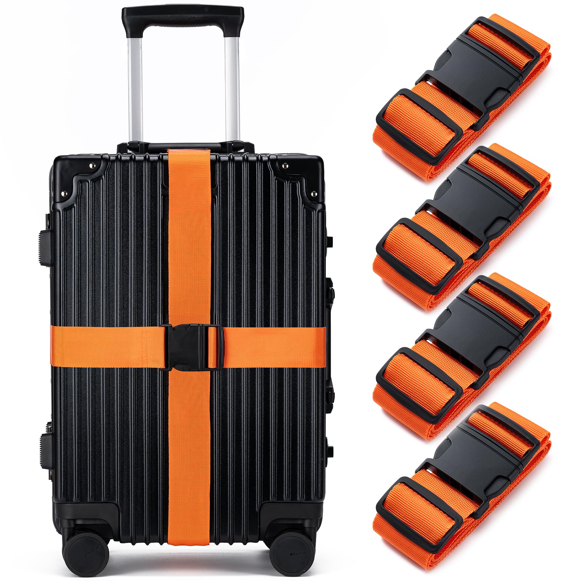 スーツケース用ラゲッジストラップ 個パック、承認済みトラベル必需品、旅行用スーツケース&バッグクロージャー用ラゲッジストラップ、簡単に識別、安全&利便性のためのトラベルアクセサリー(オレンジ)