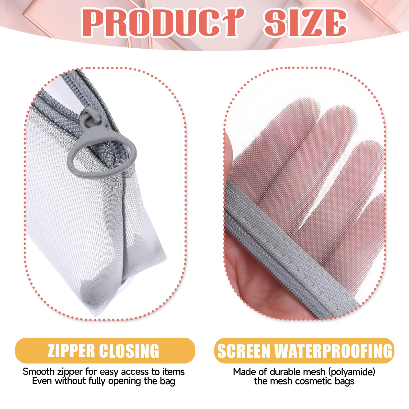 iriuuo メッシュメイクアップバッグ、ナイロンメッシュペンシルポーチ ポータブルメッシュメイクアップ..