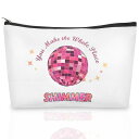 mapinc ou ake he hole lace himmer メイクアップバッグ、女性用コスメティックバッグ、音楽コンサート トラベル トイレタリーオーガナイザー ジッパーポーチ付き、音楽ファンへのギフト、両面印刷(ホワイトピンク), ホワイトピンク