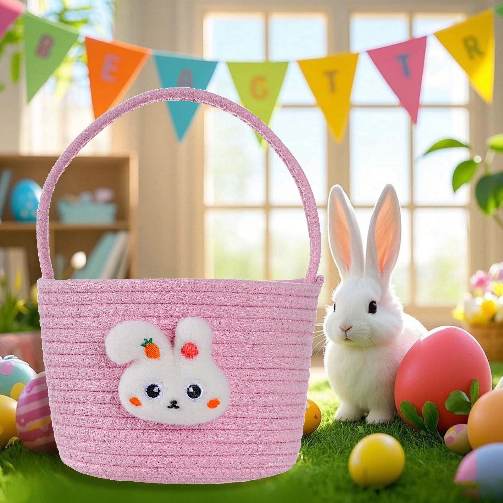 ydotd イースターバスケット 男の子用 女の子用 イースターバニーバスケット ウサギの耳付き ベビーイ..