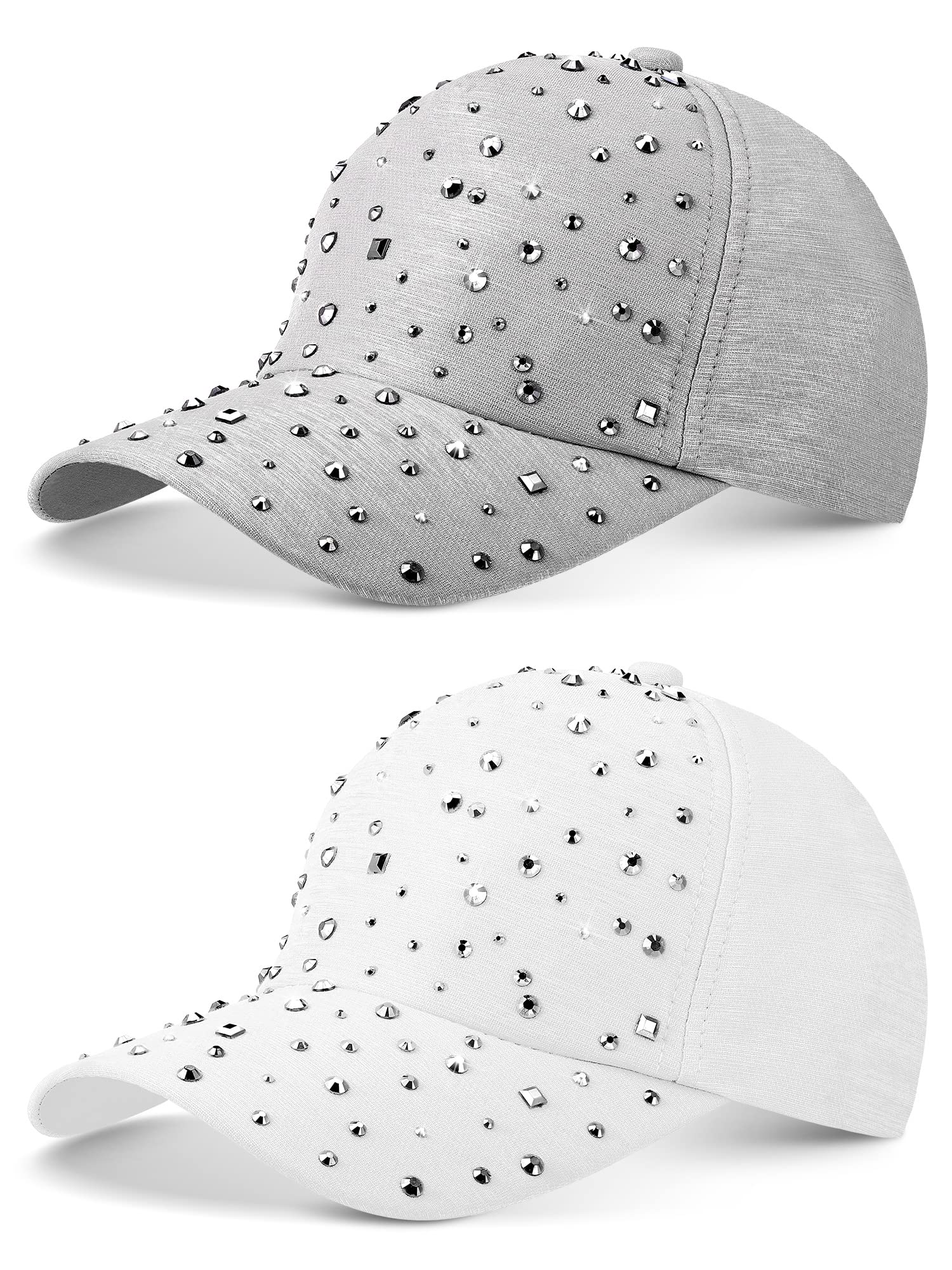 oopeer 個 調節可能 通気性 ラインストーン ベースボールキャップ レディース メンズ スパンコール カ..