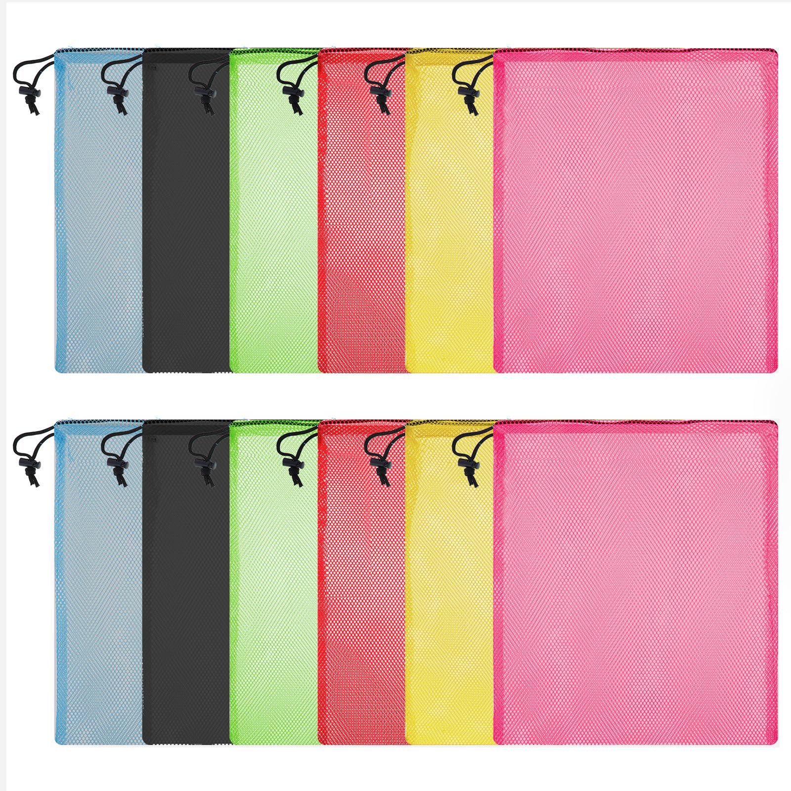 uponycs カラフルメッシュバッグ ナイロンメッシュ巾着バッグ メッシュスタッフサック コードロック留..
