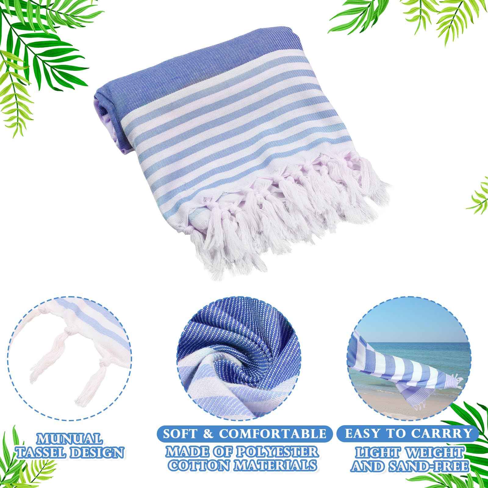 epase トルコビーチタオル 枚セット x インチ コットン トルコ製 砂不使用 バスタオル バルク 軽量 速..