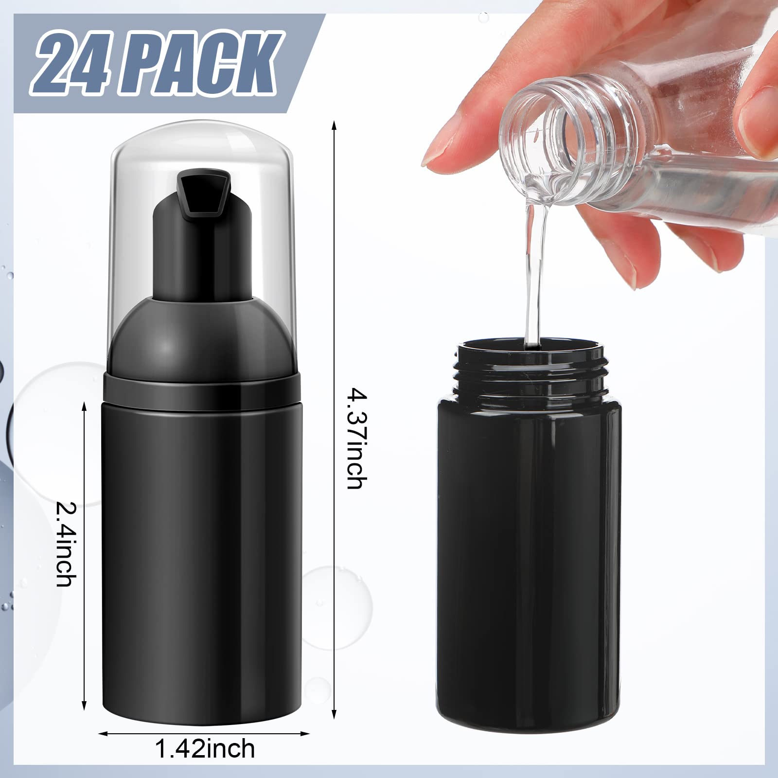 レボショップのフォームポンプボトル 個 オンス/ ml 旅行用ソープボトル プラスチックミニ空のディスペンサー 詰め替え可能なハンドサニタイザーラッシュシャンプーボトル用 (ホワイト、ピンク、ブラック) (ホワイト、ピンク、ブラック)｜アングル3