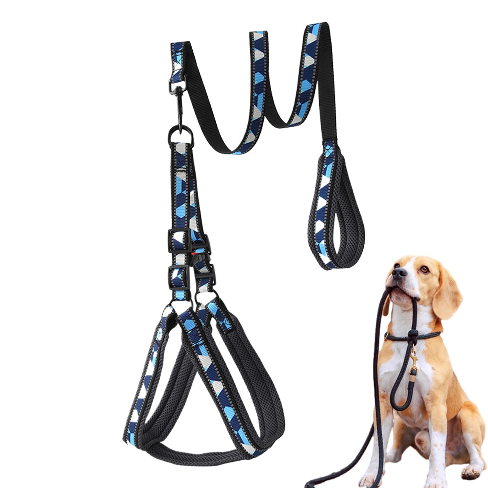 犬用リードハーネス | 反射素材トレーニングロープ | 調整可能 通気性 ハーネス リード 大型犬 中型犬